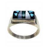 S.B. Sterling Navajo Inlay Ring, Size 14