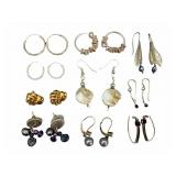 10 Pair Sterling & Vermeil Earrings Assort.