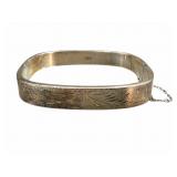 Sterling Decorated Squared Hinged Bangle