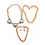 3 Coral Necklaces & Earrings