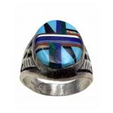 Vintage Sterling Navajo Multi-Stone Inlay Ring