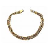 14K Italian Tricolor Woven Bracelet, Damaged