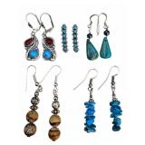 5 Pairs Sterling & Stone Earrings