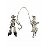 Vintage Silver Western Chatelaine Brooch