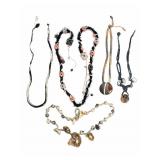 5 Artisan Woven Necklaces Stones +