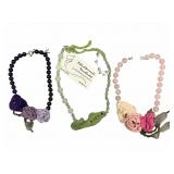 3 Annette Stoody Gemstone & Fiber Necklaces