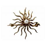 14k Diamond Floral Dual Pendant Brooch