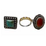 Sterling, 14k, Turquoise & Carnelian Rings