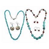 Sterling, Turquoise & Carnelian Jewelry Sets