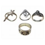 Sterling Silver Rings & Plated Leaf Bypass