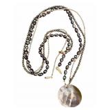 3 Strand Baroque Freshwater Pearl & MOP Necklace