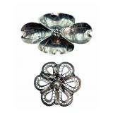 Sterling Floral Brooches, Filigree +