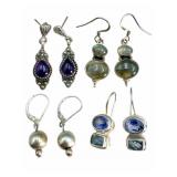 4 Pair Sterling Earrings, Sarda & Quoc Signed
