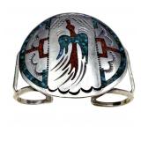 Dan Allison Silver Turquoise & Coral Cuff