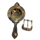 Sterling Tea Strainer & Belt Buckle