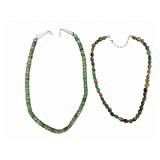 2 Natural Green Turquoise Beaded Necklaces