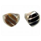 2 Taxco Sterling Inlaid Menï¿½s Rings