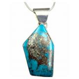 Sterling & Turquoise Pendant Necklace, Signed