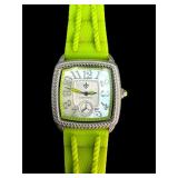 Judith Ripka Stainless Steel Watch & Pouch