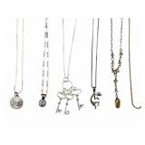 6 Sterling & Vermeil Necklaces with Pendants