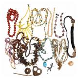 Eclectic Mix of Vintage Mixed Material Necklaces