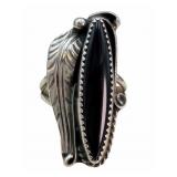 Thomas Signed Sterling & Onyx Navajo Ring