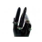 4 Silver & Turquoise Rings, Sizes 6-10