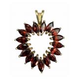 14k Gold Heart Pendant with Marquise Garnï¿½ets