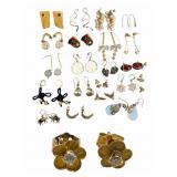14k Floral Studs & Gold Toned Earrings Lot