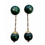 14k Gold Jade Dual Wear Post Dangle Earrings
