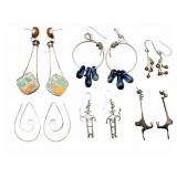 6 Pair Unique Silver Earrings Collection