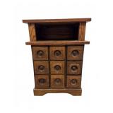 Antique Oak Spool Cabinet with Nine Drawers