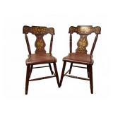 Pair Stenciled Antique Side Chairs