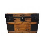 Antique Flat Top Trunk with Leather Handles