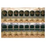8 Green Bay Packers Brass & Oak Bar Chairs
