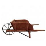 Primitive Wooden Wheelbarrow with Iron Wheels