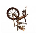 Antique Wooden Spinning Wheel with Parts