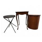 Hamper, Metal Patio Table & Mahogany Lamp