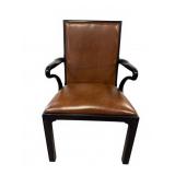 Baker Furn. Open Armchair with Leather Upholstery