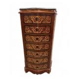 Modern Inlaid Tall Chest with Marble Top