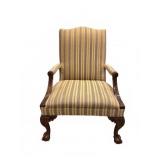 Oversized Upholstered Armchair w/ Carved Detail