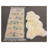 Hand Woven Floral Area Rug & Sheepskin