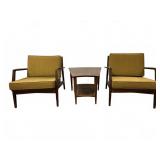 Pair Selig Denmark Armchairs & Lane Table Set