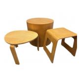 2 Mid-Century Tables & Bentwood Stool
