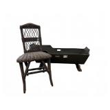 Vintage Wooden Cradle & Petite Wicker Chair