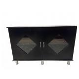 Modern Black Cabinet with Glass Windows
