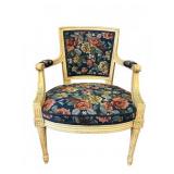 French Style Carved Tapestry Armchair
