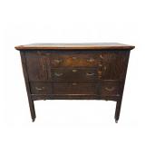 Mission Oak Sideboard w/ Three Drawers & Two Doors