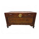 Asian Style Carved Blanket Chest with Brass