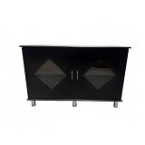 Modern Black Cabinet with Glass Doors